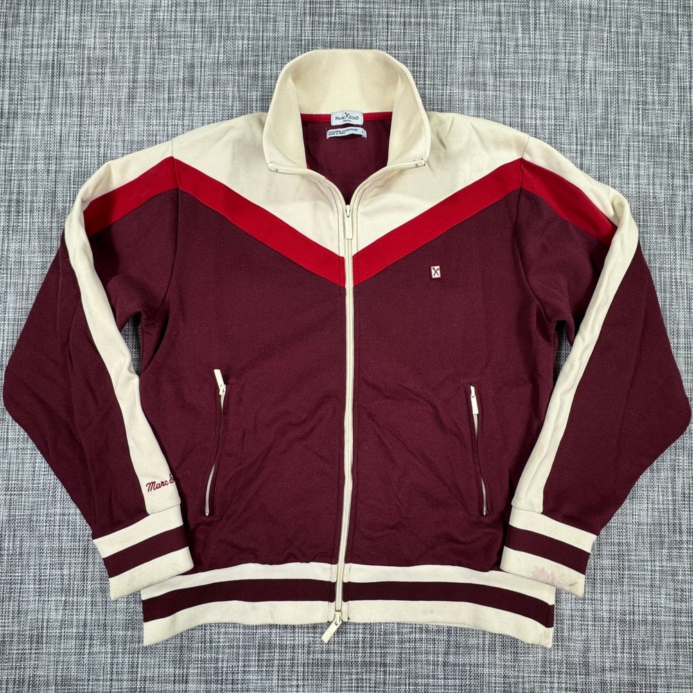 Marc Ecko Mens Track Jacket Cut & Sew Colorblock Chevron Burgundy Red Size Large